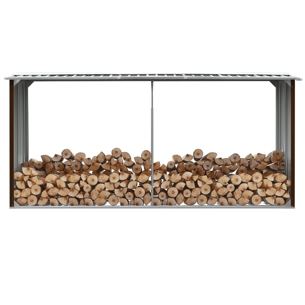 Abri de stockage de bois Acier galvanisé 330x92x153 cm Marron , Maison & jardin , Accessoires pour cheminées & poêles à bois , Accessoires pour range-bûches & porte-bûches, Marron, (Poids 26.36KG)