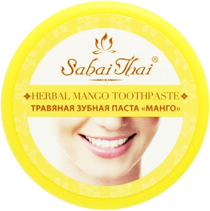 SABAI THAI 100% Natural Mango Intensive Stain Remover Whitening Toothpaste, Complete Oral Care and Protection, Toothpaste Fluoride Free, Vegan Friendly