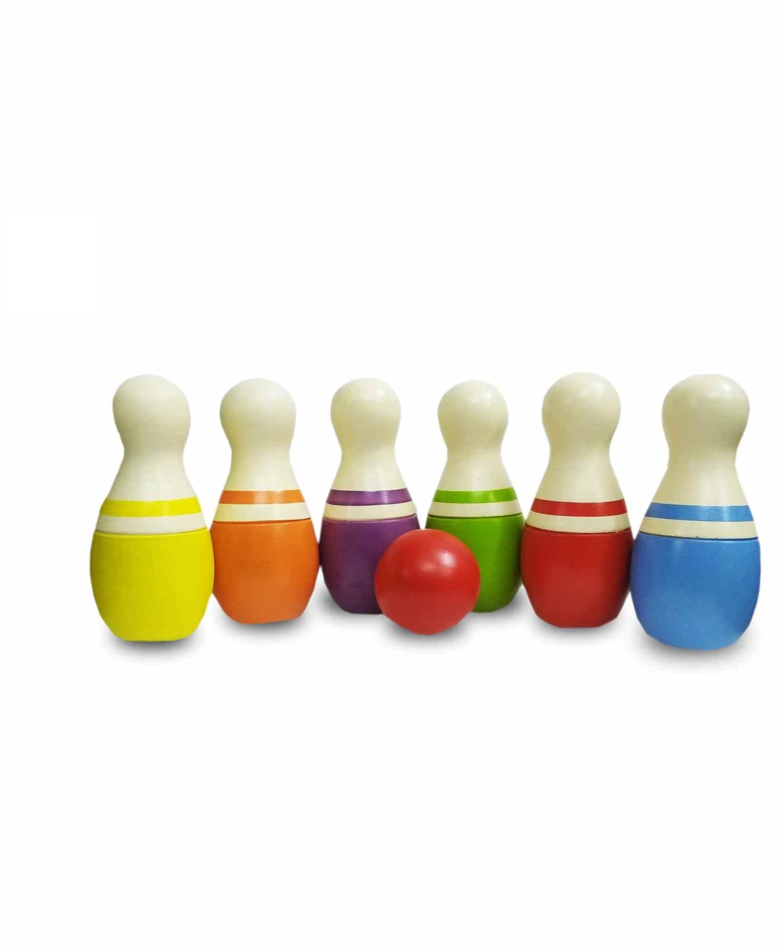 ECO-Friendly Toys Wooden Bowling Pins Toy Set for Kids (2 Years+) - Non Toxic Colors, Indoor & Outdoor Game, Fun Learning Toy for Kids (B0BHP84BV7) Amazon Price History, Amazon Price Tracker