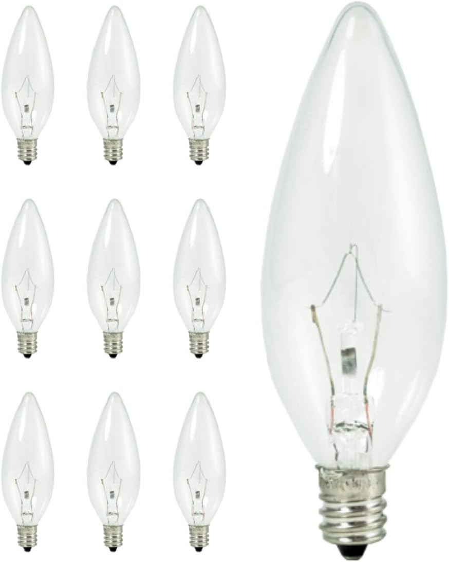GoodBulb 25 Watt Krypton/Xenon B10 Light Bulb Clear Finish Candelabra E12 Base 2700K Warm White Dimmable 25W 240 Lumens 100 CRI KX-2000 Light Bulb | 10 Pack