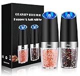 2020 Schwerkraft Pfeffermühle Elektrische, Salz und Pfeffer Mühle Gewürzmühle mit Einstellbarem Grobheit mechanismus, Salz und Pfeffer Streuer, Salzmühle Blauem LED-Licht (2 Stück)