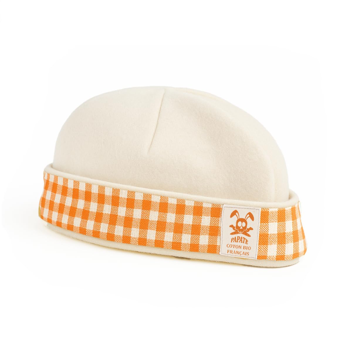 PAPATE Bonnet de Naissance Bébé en Coton Bio – Blanc & Fraise – Doux et Confortable Nouveau-​Né – Mixte Fille Garçon – Idéal Maternité et Cadeau de Naissance (FR/​ES, Âge, Taille Unique, Vichy)