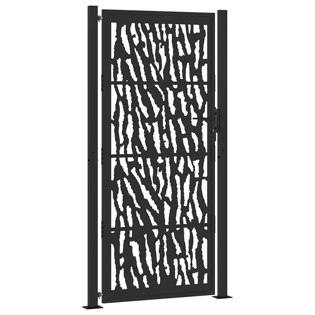 Vidaxl Steel/Black Garden Gate 100X200 Cm Trace Design, Fence Gate, Outdoor Gate, Metal Gate, Security Gate, Entrance Gate, Metal Fence Gate