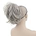 Oubeca 14 Inch Gray Color Adjustable Style Claw Thick Wavy Curly Messy Pony Tail Hairpiece Short Layered Jaw Claw Ponytail Clip In Hair Extensions 100g (0906)