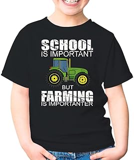 Funny School is Important But Farming is Importanter Tractor Farm Farmer (1) Unisex Kids Shirt Gift