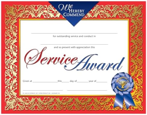 Hayes Recognition of Service Award Certificates, Volunteer Appreciation & Service Recognition Certificates, Customizable Awards, Full-Color Matte Finish, 8.5" x 11" - 30 Pack image 2