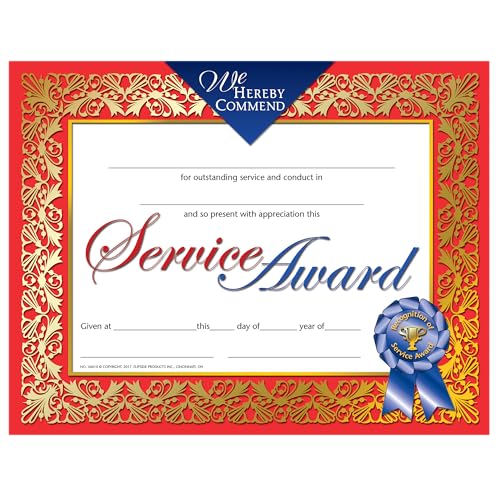 Hayes Recognition of Service Award Certificates, Volunteer Appreciation & Service Recognition Certificates, Customizable Awards, Full-Color Matte Finish, 8.5" x 11" - 30 Pack