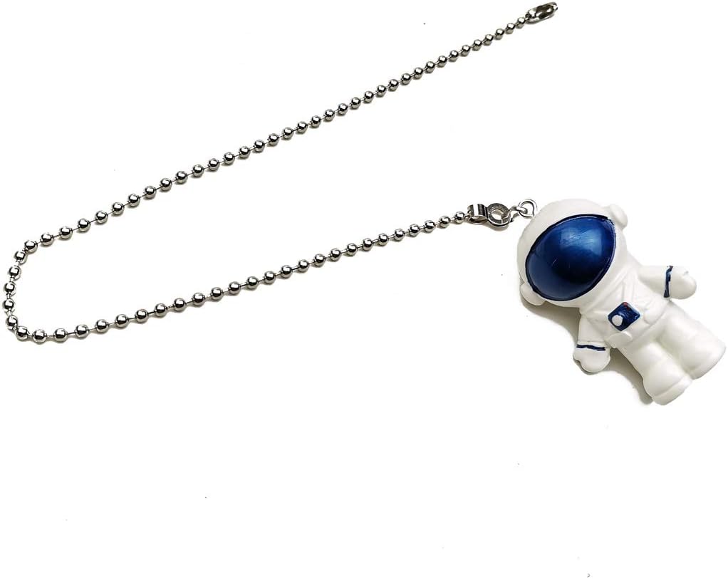 Ceiling Fan Pull Chain Extender - 12" Decorative Ball Chain Connector with Blue Spaceman Pendant for Fan Danglers