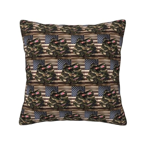 MCXWD Funda de cojín universal con estampado de banderas americanas de camuflaje para las cuatro estaciones, para el hogar, coche, campamento, sofá, funda de cojín cuadrada