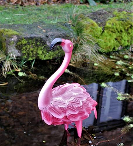 HH Home Hut 100 cm Metal Pink Garden Pond Flamingo Party Ornaments Decoration free standing