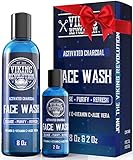 Charcoal Face Wash for Men- Scrub Away Dirt and Toxins - Cleanse, Purify and Refresh - Daily Charcoal Facial Cleanser