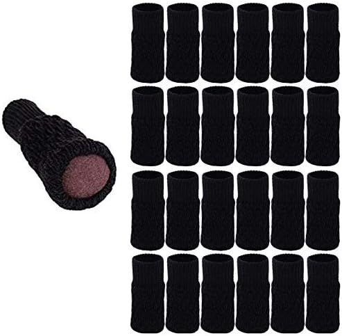 24 Pcs Chair Leg Floor Protectors, Knitting Wool Chair Furniture Leg Socks/Elastic Thick Bottom Furniture Booties/Anti-Slip Furniture Pads Covers Set (Coffee)