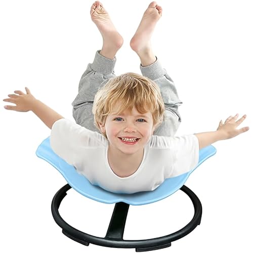Autism Kids Swivel Chair Sensory Toy for Kids Spinning Chair Toys & Games Balance Physical Therapy Equipment, Indoor Outdoor Play Equipment for 3+, Sky Blue