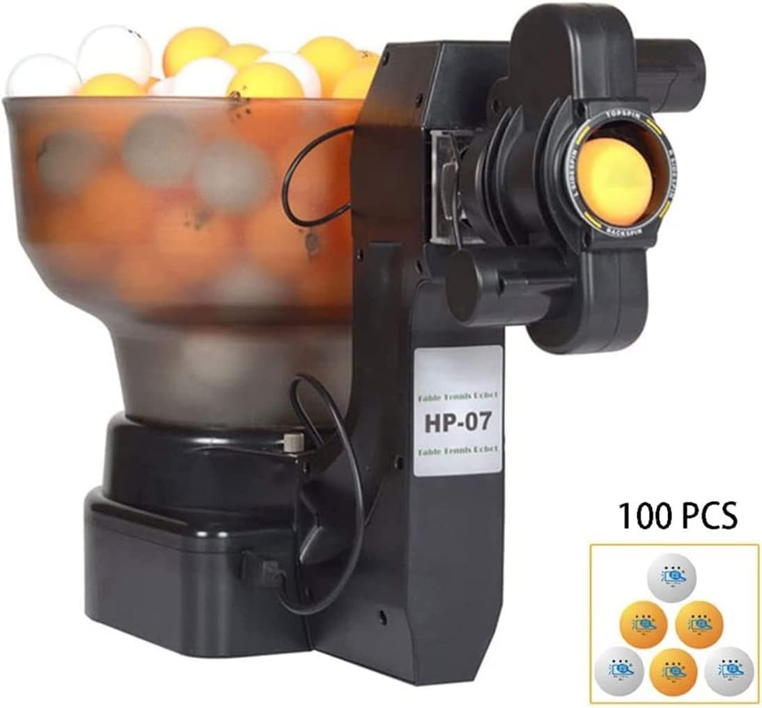 Table Tennis Robot 7 Gears Adjustable Swing Range Automatic Ping Pong Machine Machine with 36 Different Spin Balls for Training Easy Carrying