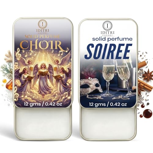 Image of IDITRI EXPORT Solid Perfume |Soiree&Choir Alcohol Free Wax Perfume Balm, Long Lasting | Pocket Tin 12g, Pack Of 2| Non Greasy Smooth Glide, Travel Friendly Men And Women