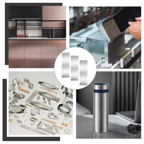 Image of OLYCRAFT 45Pcs 9 Sizes 304 Stainless Strips Sheets Metal Shims Shim Stock Assortment Metal Shim Stock Rectangle Stainless Steel Strips Gap Filler Trim Strip for Home Improvement Trim Gap Filler Tools