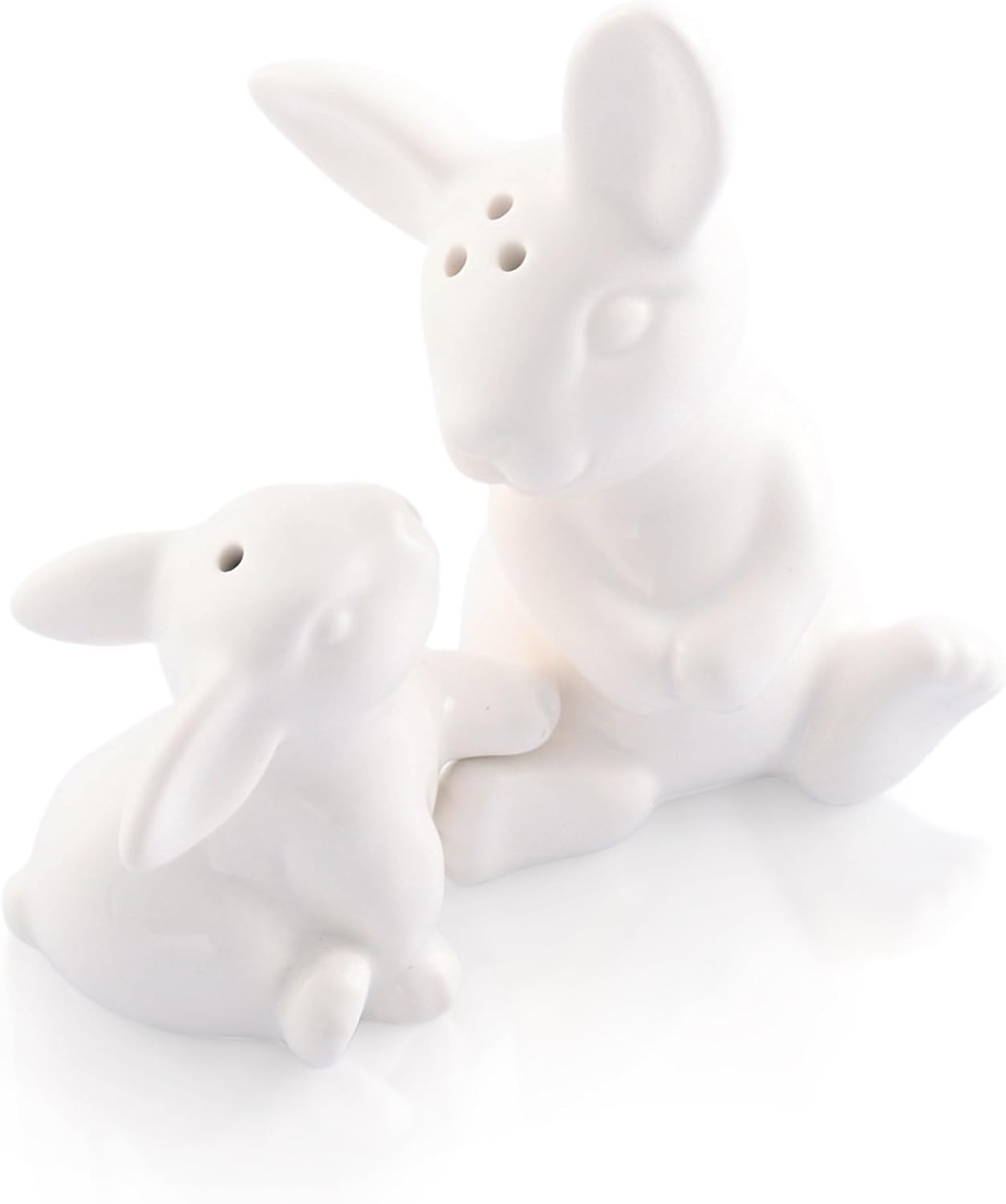 Arthur Court White Stoneware Mother and Baby Easter salt and pepper shakers set, Durable and Easy to Clean, Whimsical Addition to Table Settings, Bunny salt and pepper shakers