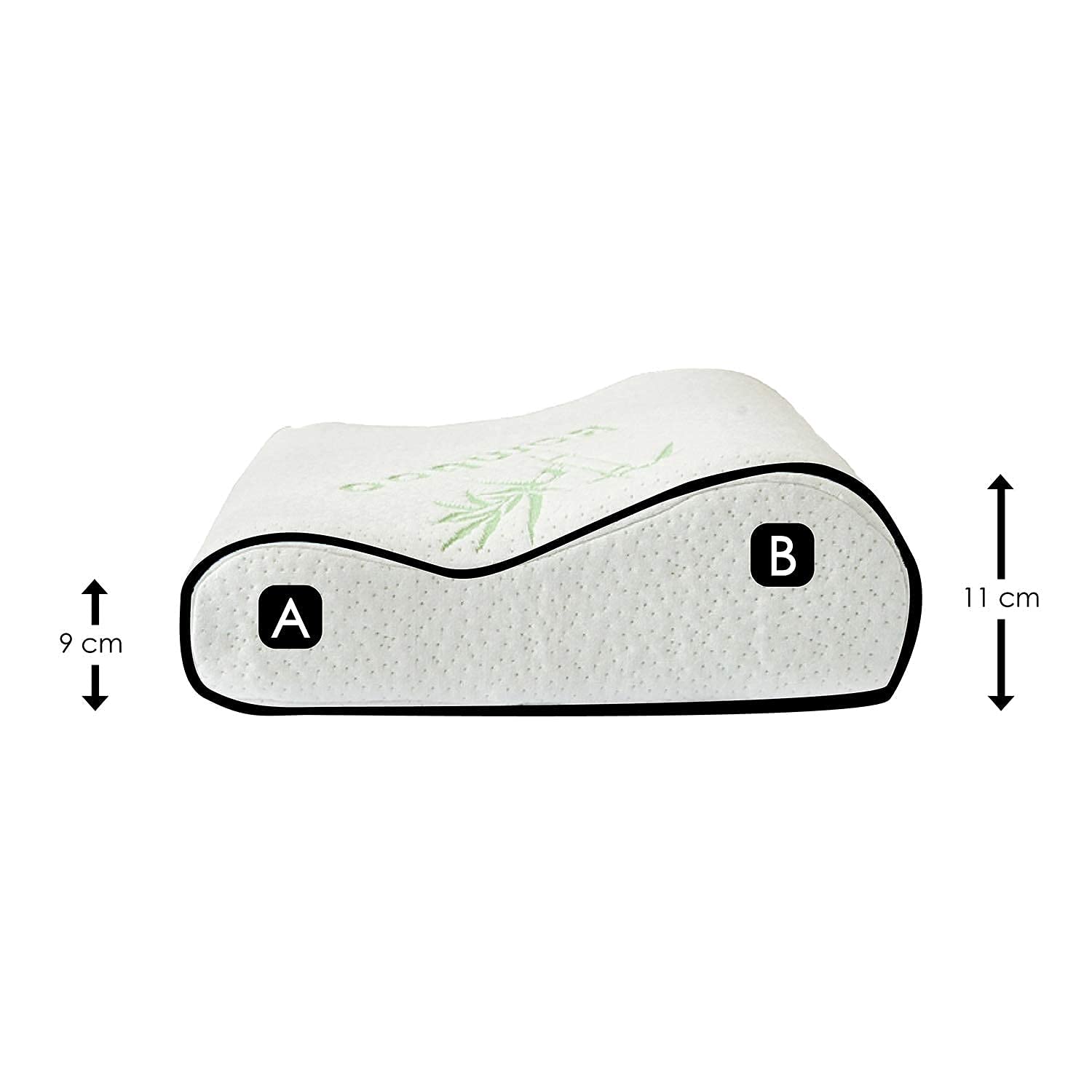 Cuscino cervicale viscoelastico a doppia altezza, ergonomico, riduce i dolori al collo e alla schiena, ideale per dormire sul lato e sulla bocca in alto, rivestimento lavabile in fibre di