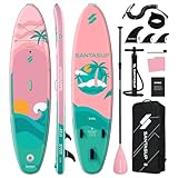 Santasup Aufblasbares Stand-Up-Paddle-Board mit SUP-Zubehör und breitem Stand-Up-Paddelbrett, Surf-Kontrolle, Anfängerfreundlich, rutschfestes Deck, Leine, Sup-Paddel und Pumpe, für Jugendliche und