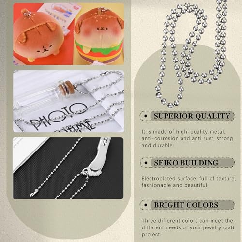 Image of HESSION Pull Chain Extension for Ceiling Fans and Light Fixture Ceiling Fan Pull Chain 137 Inch Long Stainless Steel Bead Chain With 8 Matching Connectors Silver