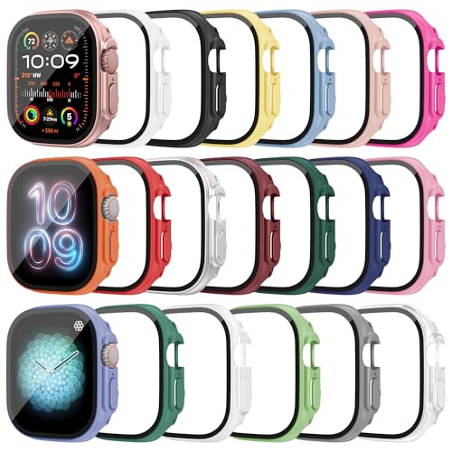 Image of 20 Pack Case for Apple Watch Ultra 3 /Ultra 2 /Ultra 49mm with Tempered Glass Screen Protector, Shockproof Hard PC Protective Cover, All-Around Bumper Compatible with iWatch Ultra 3 /2 /1 49mm