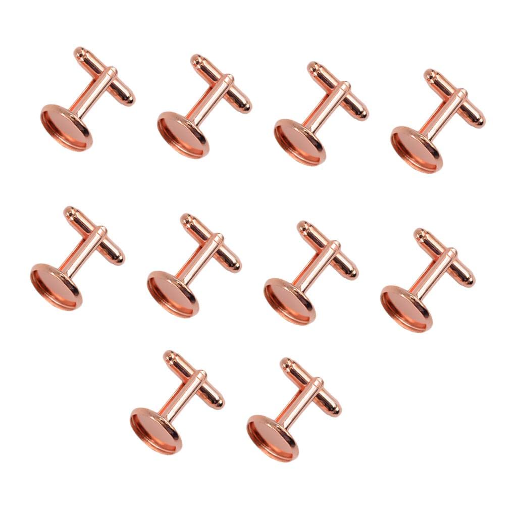 10 Pieces DIY Cufflink Findings Cuff Link Blank Back Plate Pad Base rosegold|Jewellery-image-24