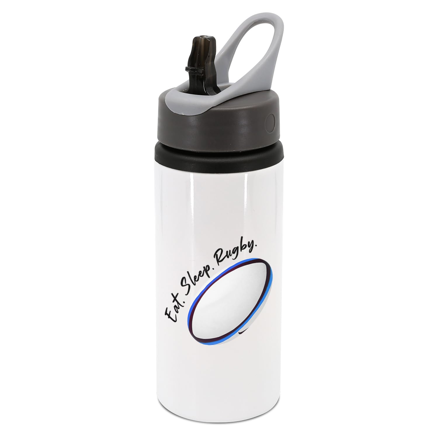 New Spirit Original Eat Sleep Rugby Water Bottle With Handle, Rugby Ball, Hydrate, Water, Drinks Bottle, Drinks Cup, Sports Bottle