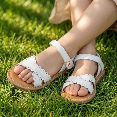 Image of THEE BRON Toddler Girls Sandals Wedding Flower Girl Dress Shoes Open Toe Flats