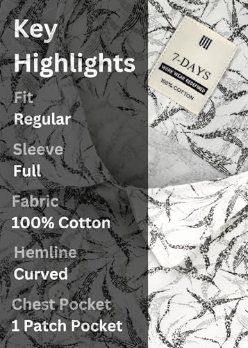 Image of 7-DAYS Men's Premium Formal Printed Shirt - 100% Cotton, Regular Fit, Full Sleeves, with Pocket - Stylish for Special Occasions.
