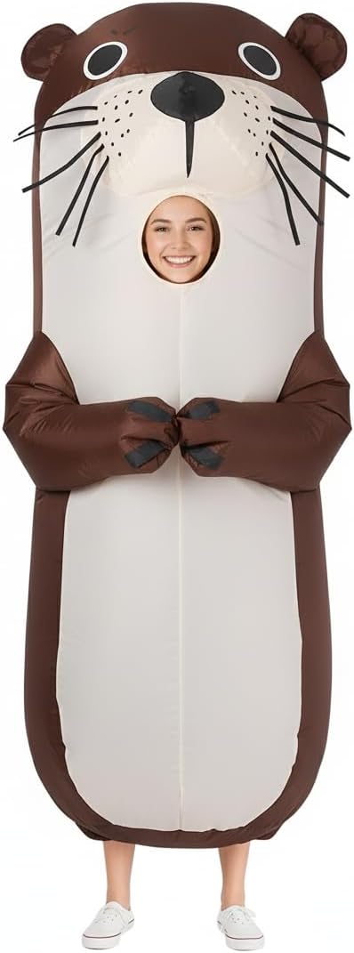 Adult Inflatable Otter Costume – Funny Blow Up Full Body Sea Animals Costumes for Halloween, Party & Cosplay Brown Otter L/XL