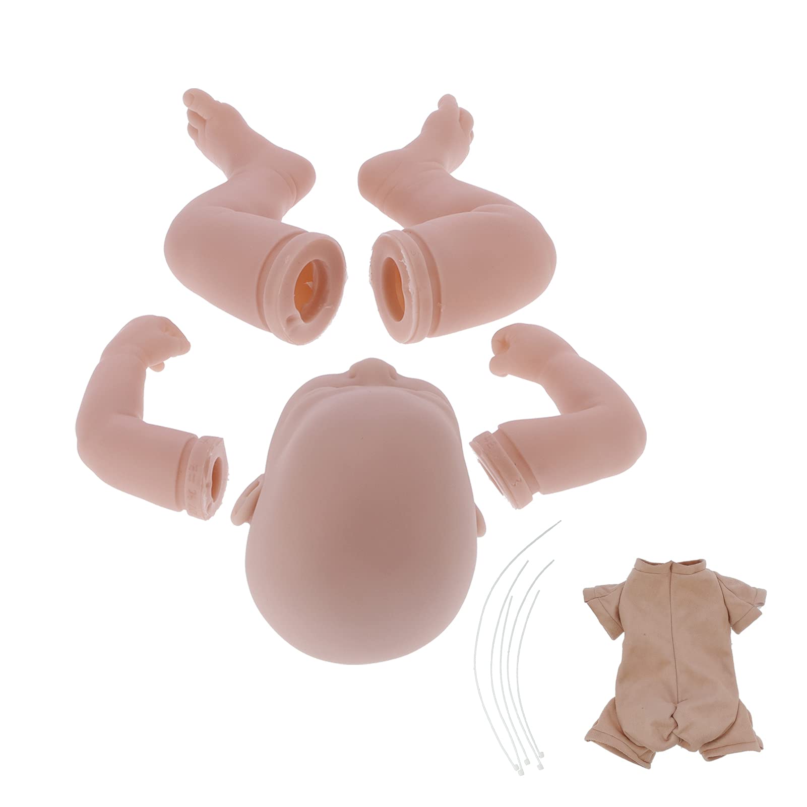 Reborn-Puppen-Set, Reborn-Puppenform, Babypuppen-Set, Puppenteile, 50 cm, Unbemalt, DIY, Silikonkopf, Hände, Füße, Stoffkörper mit Einfach zu Wurzelnden Haaren für
