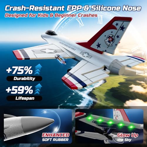 Image of DEERC F16 Thunderbirds RC Plane,3CH Remote Control Airplane Fighter Toys