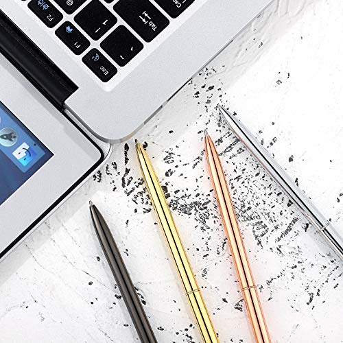 Zonon 8 Piece Metal Ballpoint Pen Set, Metal Twist Black Ink Pen Slim Metallic Ballpoint Pens Writing Pen, Home School Office Supplies For Students Teachers, Gold, Rose Gold, Steel, Silver #TOP3