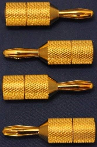 Spade to Banana Speaker Cable Adapters - Gold Plated (thick 3u) - Audiophile Quality - 4pk