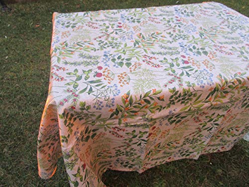 PAGO POCO Mantel de algodón plastificado, diseño Erbolario, 100 % impermeable, todas las medidas, fabricado en Italia Cover