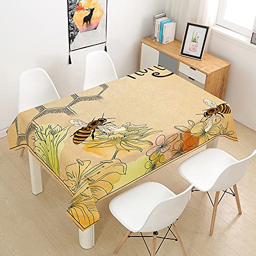 Chickwin Nappe en Polyester, Nappe Rectangulaire Anti Tache avec Revêtement Imperméable, Nappe Motif Abeille et Rayon de Miel 3D, Facile D'entretie pour Jardins Cuisine (Gracieusement,60x60cm) Cover