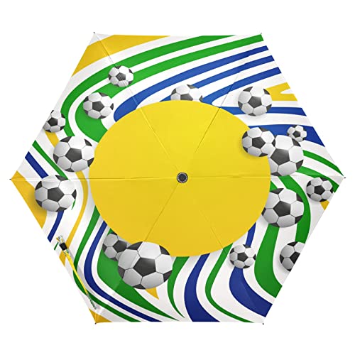 Fußball Fußballkunst Auf-Zu Automatik Schirme Regenschirm Taschenschirm Kompakt UV-Schutz Reise Schirm für Jungen Mädchen Strand Frauen Cover