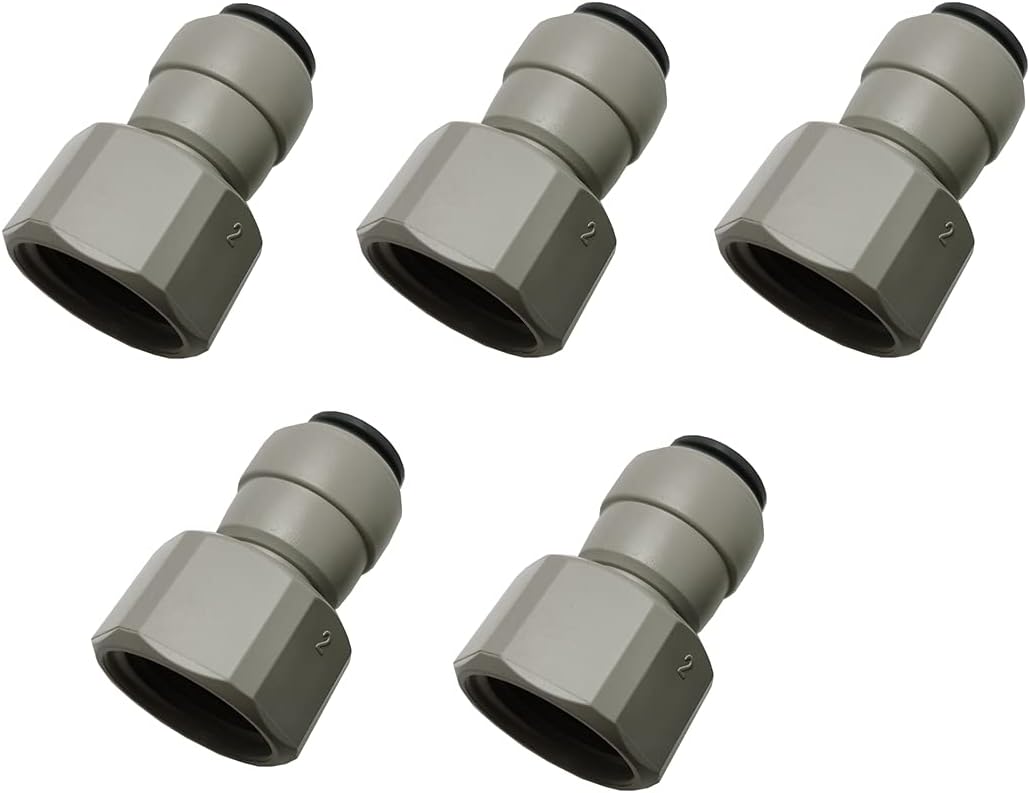YZM Push-to-Connect Tube Fittings, Thread Female adapters,1/2" NPTF x 3/8" Tube OD,for RO Water Systems, Water Filter,Water purifiers. (pack of 5)