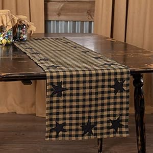 VHC Brands Black Star Cotton 13×48 Woven Runner Black