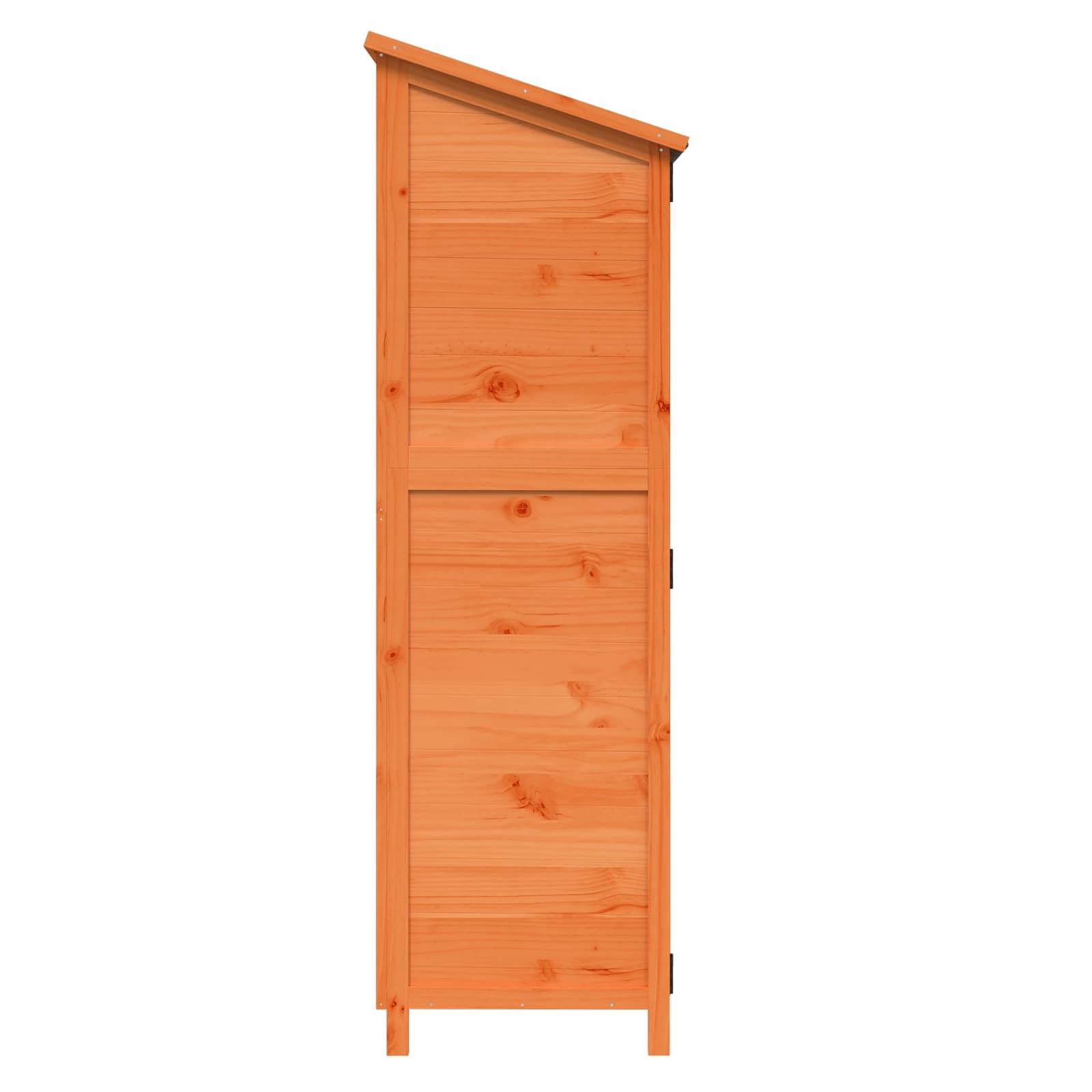 Domek ogrodowy z litego drewna 59,5x56x176,5 cm brązowy | Drzwi wentylacyjne z listwami wentylacyjnymi, wodoodporny dach bitumiczny, przechowywanie narzędzi zewnętrznych