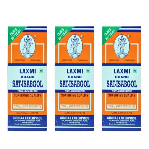 Image of Laxmi Sat Isabgol Psyllium Husk Powder-600 gm | For Constipation Relief & Gut Health | High Fiber Supplement | Supports Easy Bowel Movement, Digestive Wellness & Bloating Relief | 200 gm (Pack of 3)