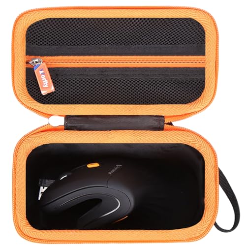 worfty Case for ProtoArc Ergonomic Mouse, Travel Carrying Case Compatible with ProtoArc EM11 NL Bluetooth Rechargeable Wireless Vertical Mouse (Black-Orange)