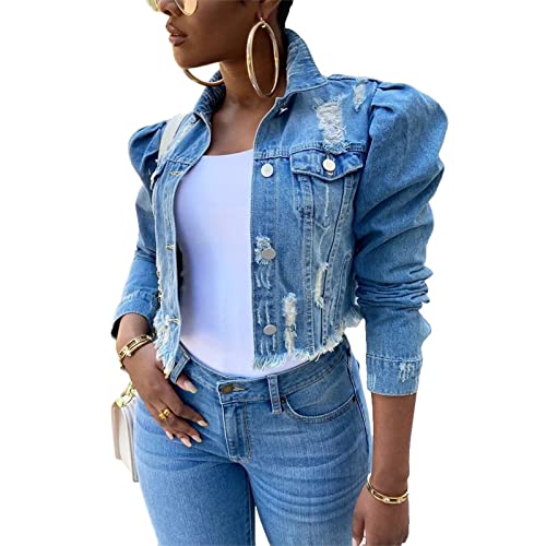 Veste en jean déchiré XXXL ample pour ne plus se sentir serrée
