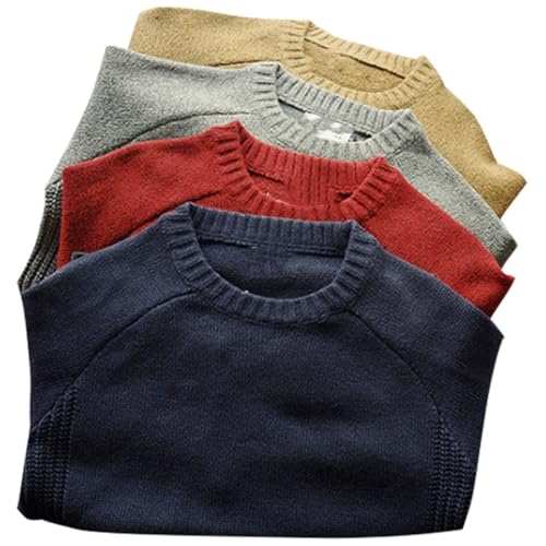 Men Pullover Sweater Chic Loose Thick O-Neck Knitted Over Size Sweaters3