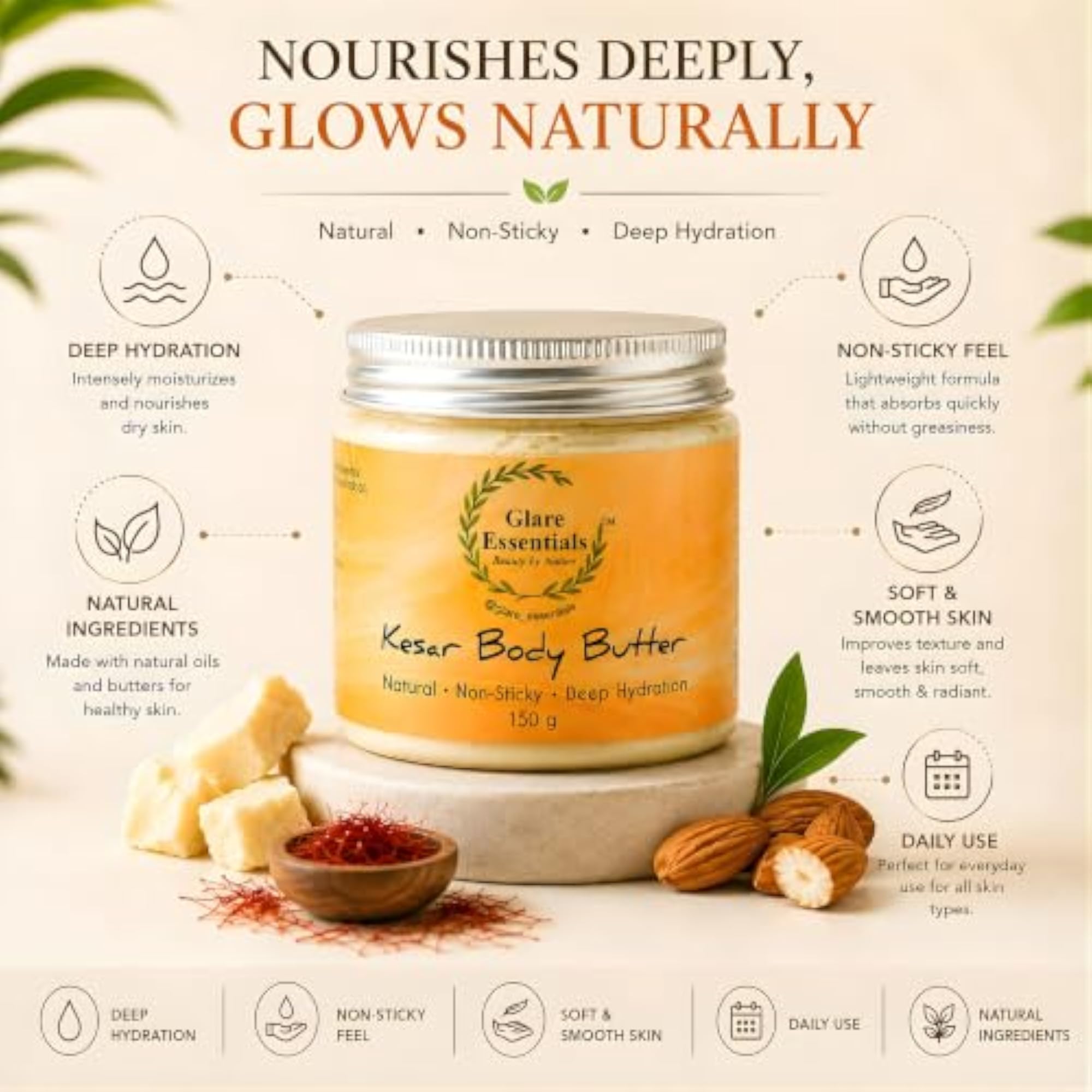Kesar Body Butter Moisturizer with Saffron & Mango Butter