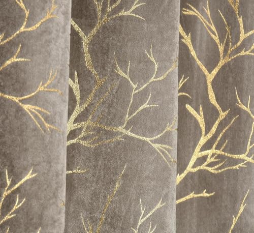 Image of Window Curtains 5 Feet Long for Living Room - Window Curtains Set of 1 Pcs Panel, Velvet Blackout & Stylish Parda for Home Decor & Office Grey Colour