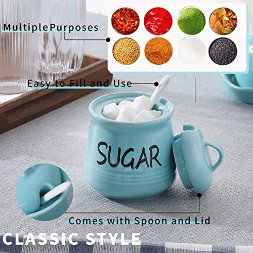 Haotop Porcelain Sugar Bowl With Lid And Spoon 12Oz (Turquoise) #TOP3