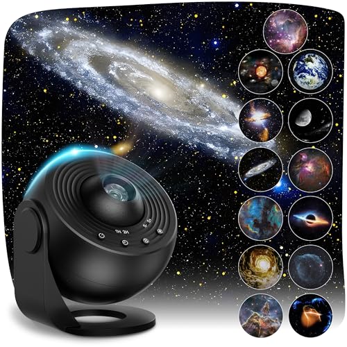 Lysumurl Galaxy Projector with 13 Film Discs Planetarium Star Projector Light 360 Rotating Starry Sky Nebula Lamp Celestial Night Light for Adults & Kids Bedroom Décor Black
