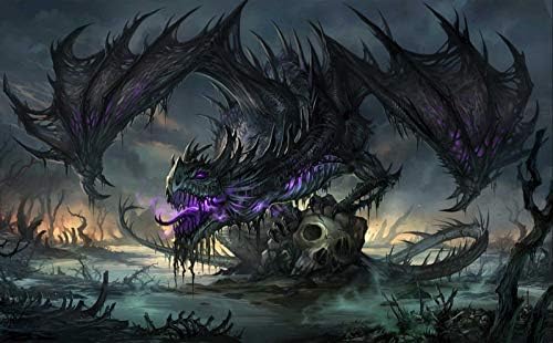 Classic Wooden Puzzle 1000 Pieces Huge Black Dragon On The Skull Picture Photo Home Decor