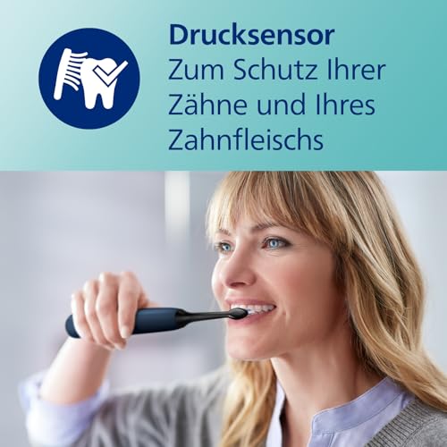 Philips Sonicare ProtectiveClean 5100 elektrische Zahnbürste, Schallzahnbürste mit 3 Putzmodi, Clean und White, Drucksensor, Timer und Reiseetui, Weiß und Blau, 2er-Pack, Modell HX6851/34 – Bild 7